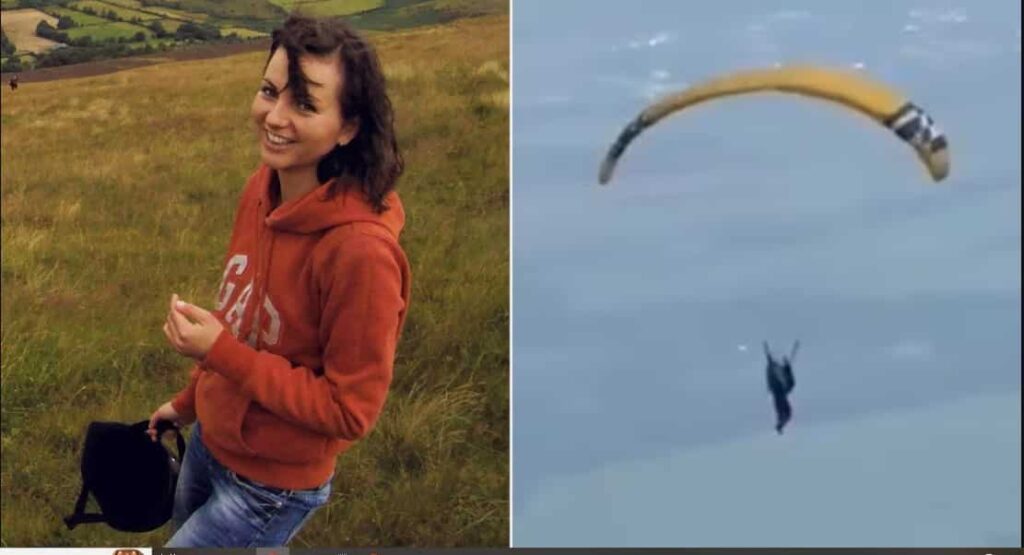 El dramático momento en el que una mujer murió al caer desde un paracaídas