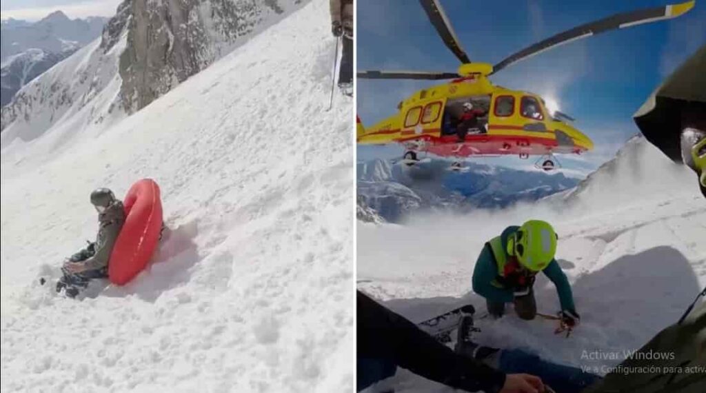 El impactante rescate de un esquiador que sobrevivió a una avalancha gracias a un airbag