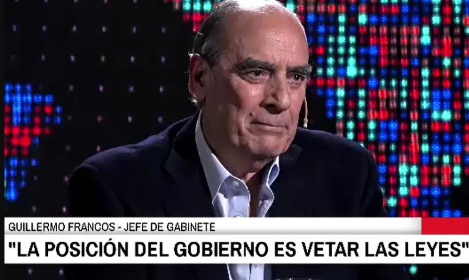 Guillermo Francos, con Novaresio: «El veto presidencial de las tres leyes va a ser total»